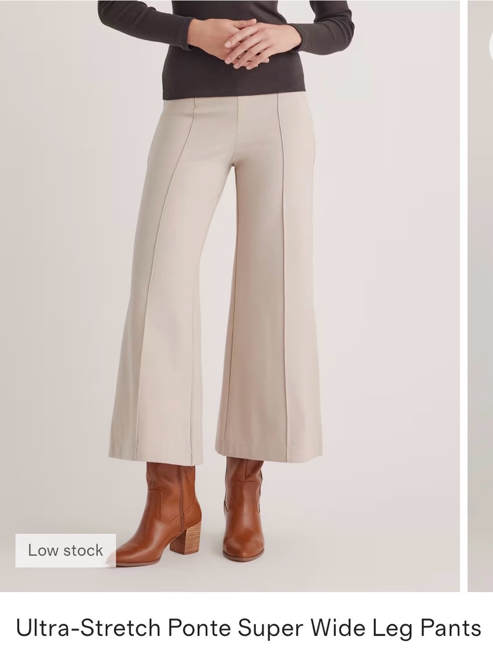 Quince Super Wide-Leg Ponte Pants in Cream